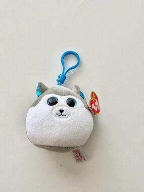 NWT Ty Beanie Baby Squish a Boo Dog Husky Keychain Plush Toy